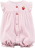 Carter's Baby Girls' Cotton 1-piece Snap-Up Romper (12M, Red Strawberry)