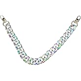 Savagrow 17.7"/45cm Acrylic Resin Chain Handles Bag Purse Detachable Decoration Chain with Buckles, Transparent Rainbow Color Multicolour