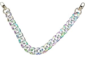 Savagrow 17.7"/45cm Acrylic Resin Chain Handles Bag Purse Detachable Decoration Chain with Buckles, Transparent Rainbow Color Multicolour