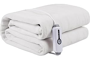 DUODUO Electric Heated Mattress Pad 54" * 75" Full Size, 4 Heating Levels & 10Hours Auto Off, Soft Lightweight Sherpa Coral Fleece Bedspread - White