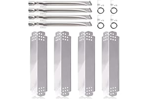 HIORUCET Grill Replacement Parts for Nexgrill 4 Burner 720-0830H, 720-0783E, 5 Burner 720-0888, 720-0888N, Burner Tubes, Heat Shield Tent Plates and Igniters Replacement Kit for Home Depot Nexgrill 720-0830H.