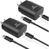 Type C Charger Fast Charging, 2Pack 25W USB C Charger Block with 6FT Cable | Super Fast Charging for Samsung Galaxy S26/S25/S24/S23/S22, Pixel 10/9/8/7 and iPhone 17/16/15 with 6FT USB C Cables
