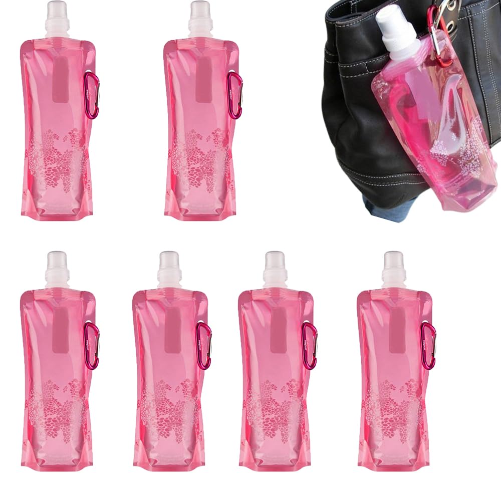 YUEYEHONGDYAIP Foldable Sports Bottle Foldable Water Bag Foldable Water Bottle Reusable Drink Pouches Bags Concealable Bottle with Clip for Sports Travel Drinks Biking Party (6)