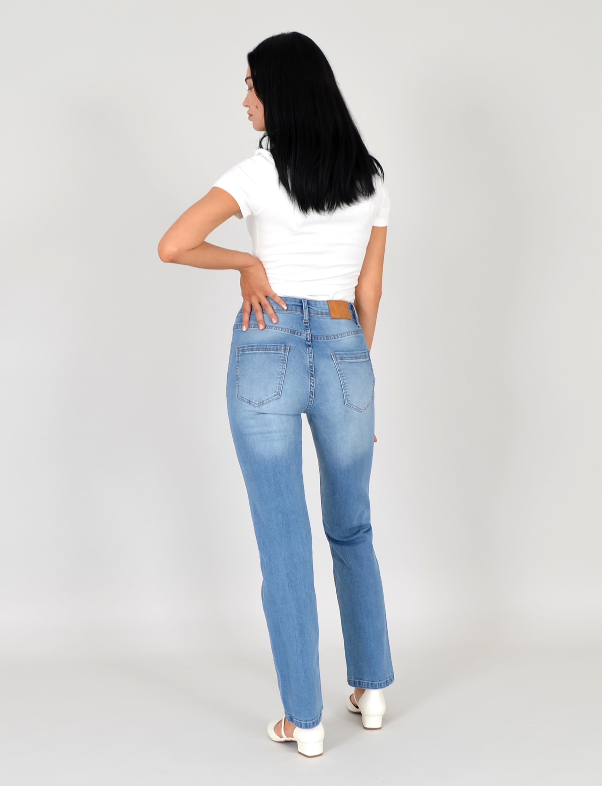 ESRA Jeans Damen Straight High Waist Stretch Jeanshose G200 5