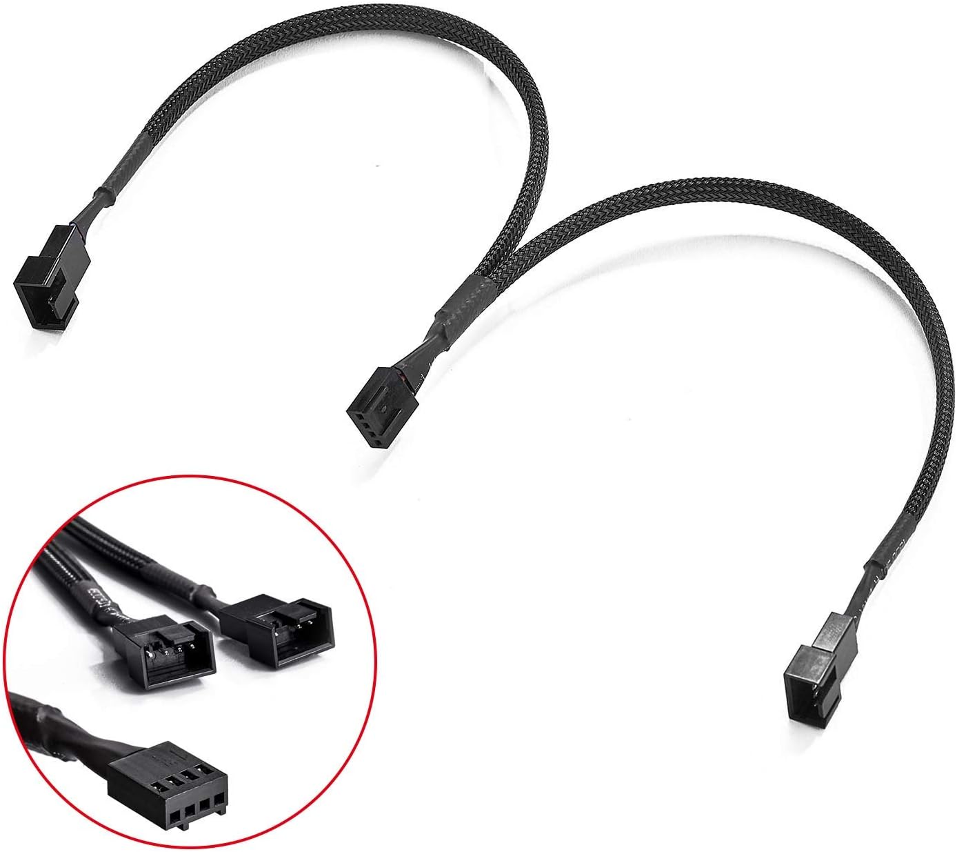 Litorange 4 Pack 4 Pin PWM Fan Splitter Cable , 2 Pieces 1 to 2 Converter + 2 Pieces 1 to 3 Converter for Computer PC Fan Power Cable - Image 5