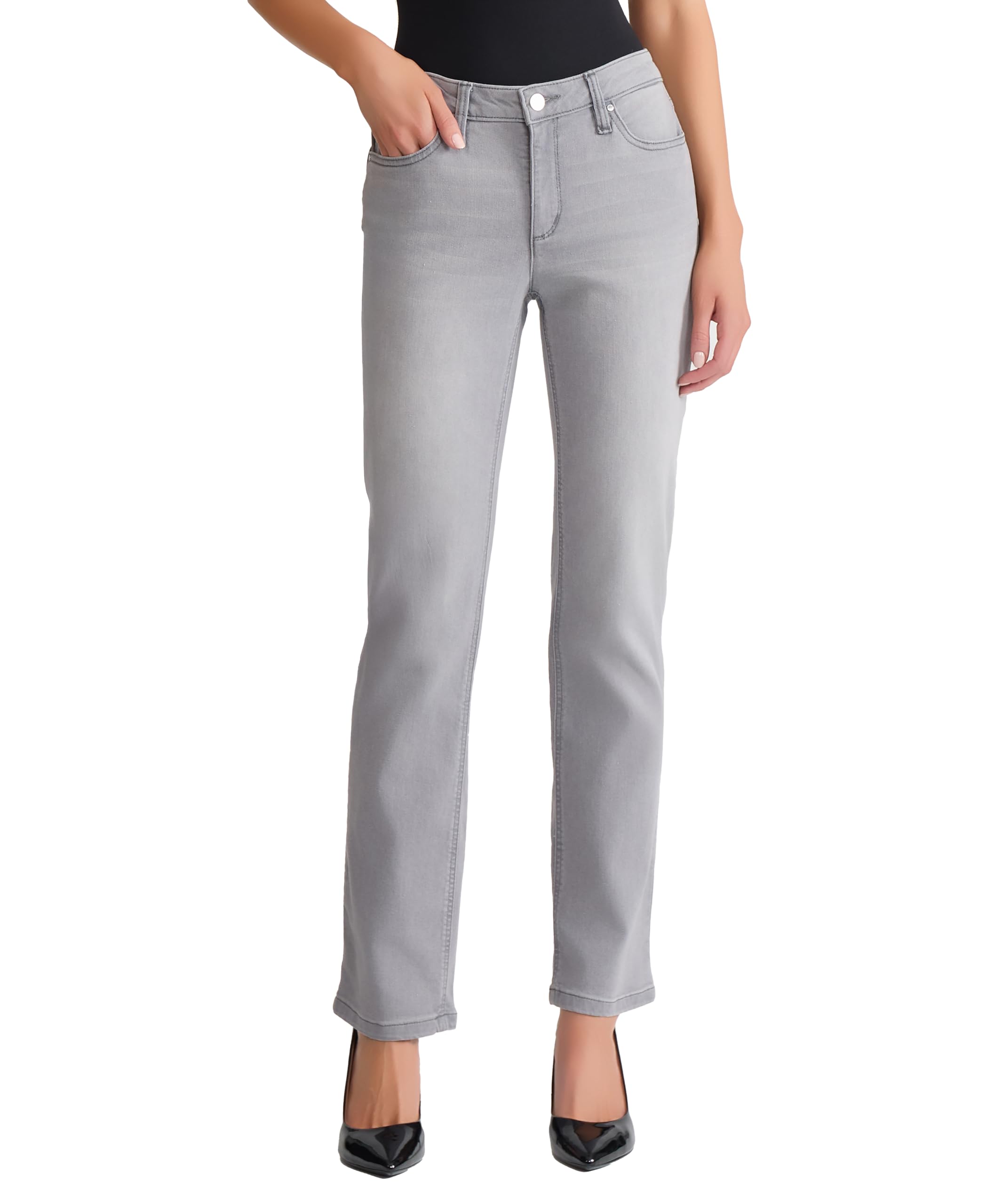 Jones New York Women’s Lexington Straight Leg Denim Jeans- Slater Wash