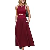 CUPSHE Summer Dress for Women 2025 Formal Sleeveless Round Neck Cutout Pockets Casual A Line Maxi Dress