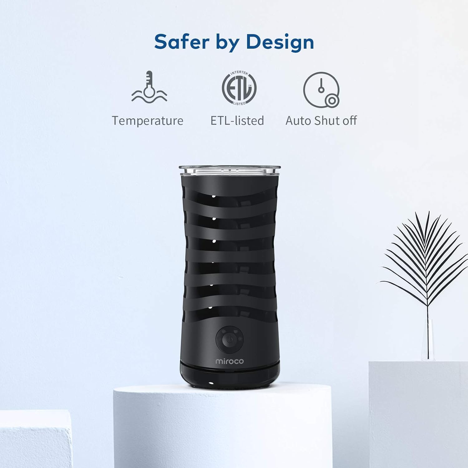 Milk Frother, Miroco Electric Milk Steamer Soft Foam Maker for Hot and Cold Milk Froth, Cappuccino, Coffee, Latte, Double Wall Milk Warmer Heater with Extra Whisks, Non-Stick Interior, Strix Control: Kitchen & Dining