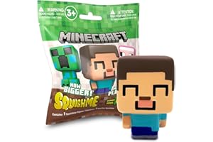 JUST TOYS LLC Minecraft SquishMe Series 6 – Larger 3.5‑Inch Collectible Squishy Figure, Blind‑Bag Surprise – Creeper, Steve, Pig, Squid & More – Stress Relief/Fidget Toy for Kids Ages 3+