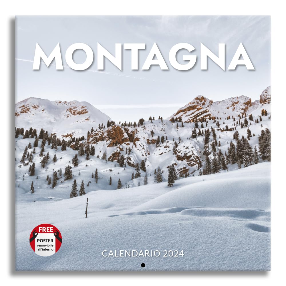 2024 Mountain Wall Calendar - Ideal for Office and Home - 12 Months - 30 x 30 cm + Gift Poster Included