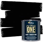 THE ONE All-In-One Paint &amp; Primer - Black Matte, 8.5 Fl Oz/250ml Sample | 1 Coat Formula | Easy Indoor &amp; Outdoor Decorating for Home &amp; Garden Walls, Floors &amp; Furniture | Water-Based &amp; Low VOC