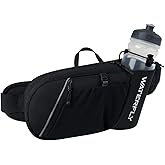 WATERFLY Fanny Pack Waist Bag: Hiking Water Bottle Holder with Strap Waist Pack for Women Men Hydration Hip Packs for Running Walking Traveling-Black