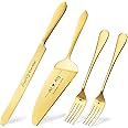 ROXBURGH MR & MRS Wedding Cake Knife and Server Set with Forks, Engraved Cake Cutting Set Pie Dessert Servers Gifts for Weddi