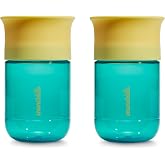 Munchkin Control Flow Open Training Toddler Cups with Removable Valve, 18+ Months, 10 Ounce, 2 Pack, Teal