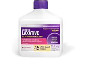 Glenmark Therapeutics Polyethylene Glycol 3350 Powder, Osmotic Laxative, 45 Daily Doses, Softens Stool, Relieves Occasional Constipation, Powder for Solution, 26.9 Ounce