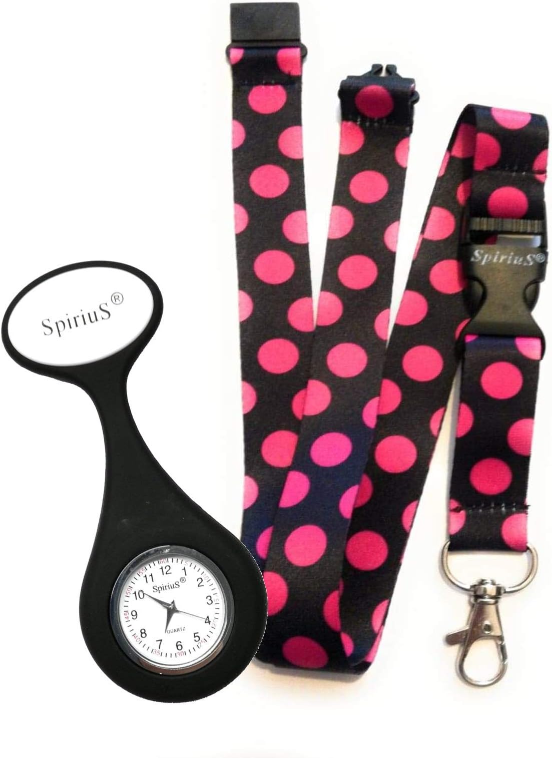 SpiriuS Nurse Lapel Pin Watch with Lanyard Neck Strap Clip-on Hanging Medical Pocket Watch Men Women Quartz Hanging Doctor Pocket Fob Watches