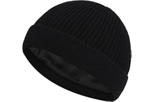 ROYBENS Swag Wool Short Fisherman Beanie for Men Women, Fleece Lined Warm Winter Hat, Knit Cuff Trawler Beanies Skull Cap