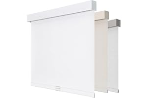 Joydeco 100% Blackout Roller Shades Cordless Blinds for Windows, Free-Stop Shades, UV Protection, Natural Woven Blinds for Home and Office, Light-Proof Aluminum Cover (34" W x 75" H, White)