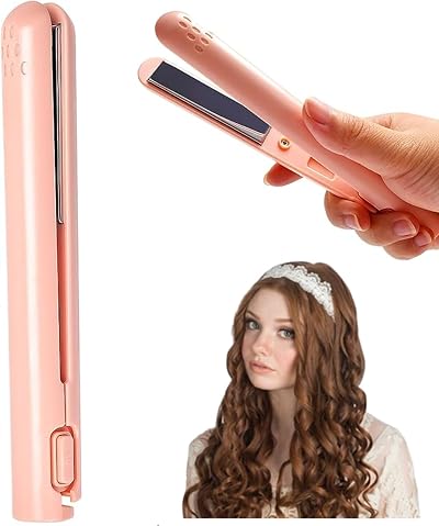 Lonnalee Mini Dual Hair Straightener Curler 2-in-1 USB Nano Ceramic Tourmaline
