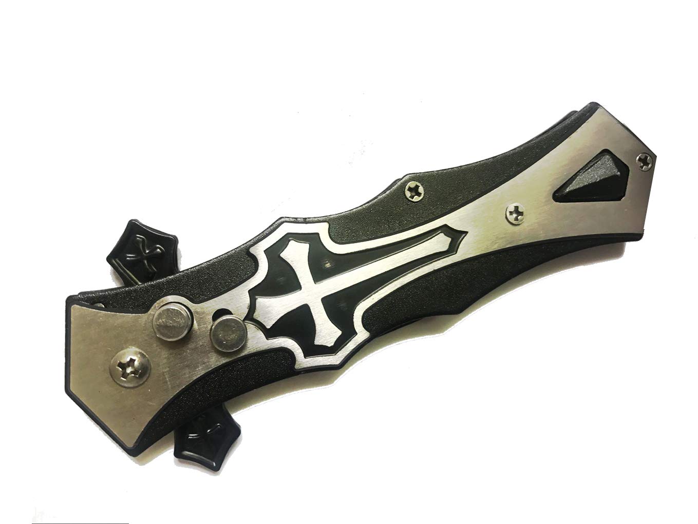 QBSPORTS Force Black Cross Folding Blade Pocket Knife