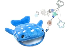YTYAB Whale Shark Coin Purse Keychain,Cute Plush Change Purse with Zipper Keychain,Kawaii Handmade Coin Pouches for Women