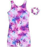 MODAFANS Leotards for Girls Gymnastics with Shorts Dance unitards Tumbling Biketards with Hair Scrunchie for3-13T