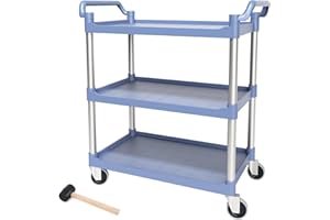 LYASIL Heavy Duty 3-Tier Utility Cart with Wheels, 510 lbs Capacity Plastic Service Rolling Storage Cart for Kitchen, Restaurant, Office, Workshop, and Household Storage