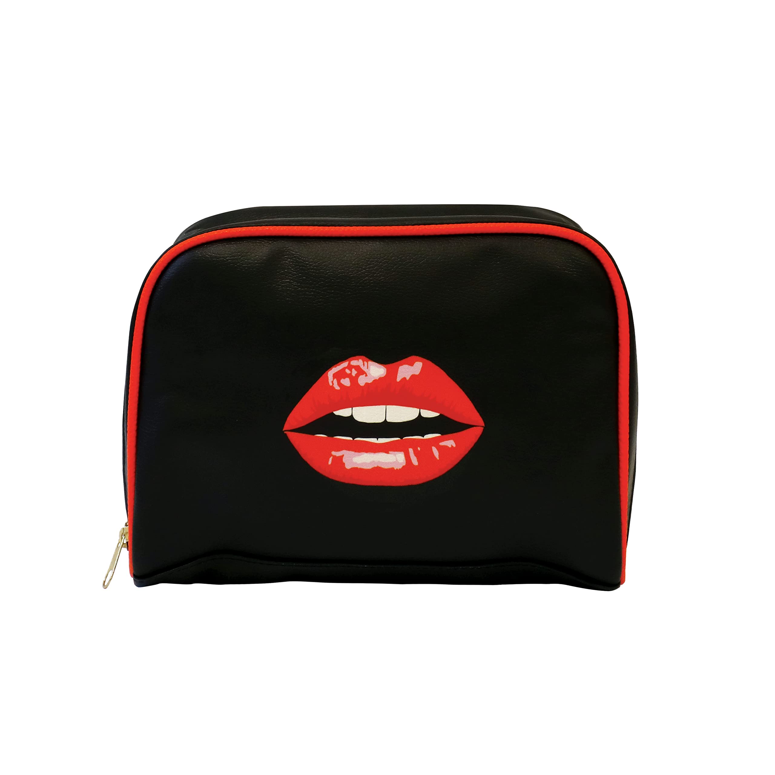 Emily Brooks Large 'Too Glam to Give A Damn' Black Faux Leather Wash Bag Size 24.5x17.5x11cm