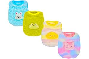 YorkieGogo 4-P Tiny Pet Clothes, Candy Colored Plush Sweater Shirts for Newborn/Teacup Cats & Dogs (e.g., Chihuahuas, Yorkies