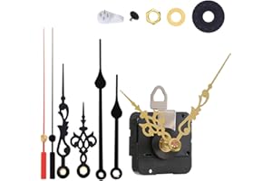 HILLHOME Non-Ticking Hands Quartz DIY Wall Clock Movement Mechanism Battery Operated DIY Repair Parts Replacement with 3 Different Pairs of Hands (45/64 Inch Clock Movement)