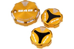 Riderjacky For Ducati 848/EVO 2008-2013 2009 2010 2011 2012 CNC Aluminum Motorcycle Front Brake Clutch & Rear Brake Fluid Reservoir Cover Cap (Gold with logo)
