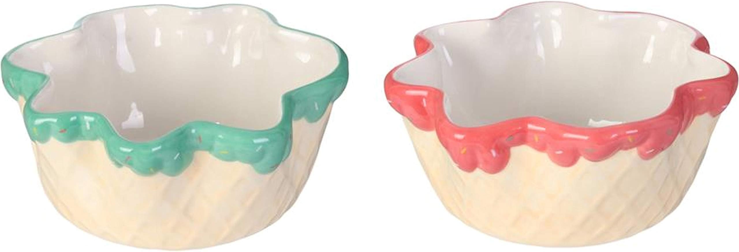 Lily cook KA4283 Waffle Shaped Ice Cream Dish Beige / Pink / Green Ceramic D13 x H6 cm