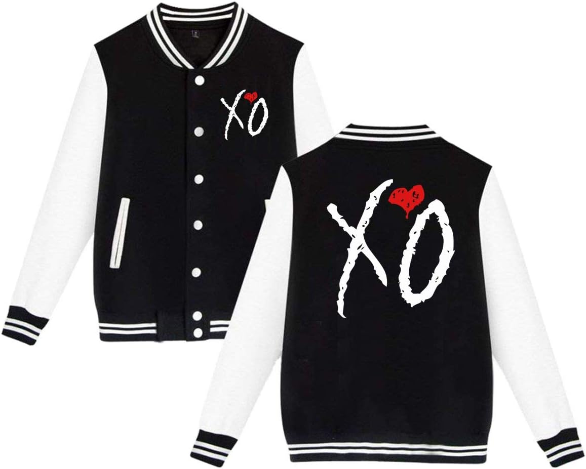 XO The Weeknd Heart Baseball Jacket Uniform Unisex Hoodie Fashion Sweater Coat