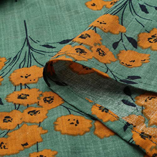 YEZIJIN Women Plus Size Print Pocket Bandage Casual Linen O-Neck Blouse T-Shirt Tops Blouse Tee Under 10 Dollars Green