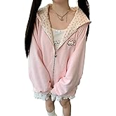 DINGXIANGJU Y2K Cutecore Kawaii Hoodie Cute Cat Coquette Zip Up Harajuku Oversize Japan Top Clothes