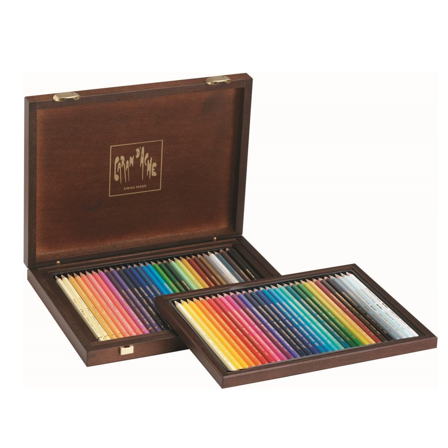 Caran d'Ache Wooden Case with 30 Supracolor Soft + 30 Pablo Pens
