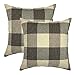 YOUR SMILE Retro Farmhouse Buffalo Tartan Chequer Plaid Cotton Linen Decorative Throw Pillow Case Cushion Cover Pillowcase for Sofa,Set of 2 (Brown, 18''x18'')