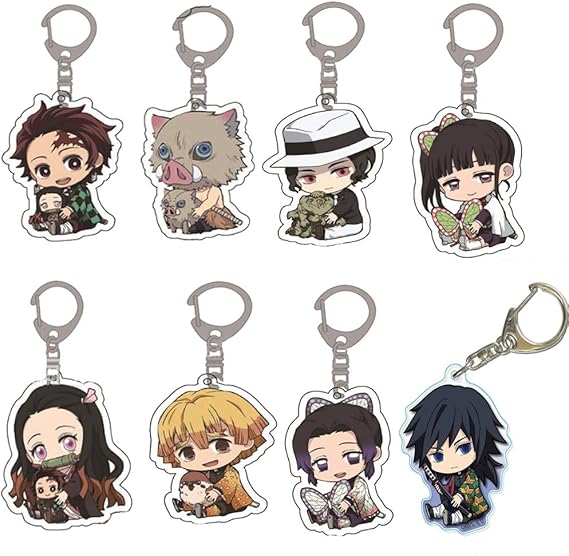 Tryse Demon Slayer Kimetsu no Yaiba Keychain, 8 Pack Demon Slayer
