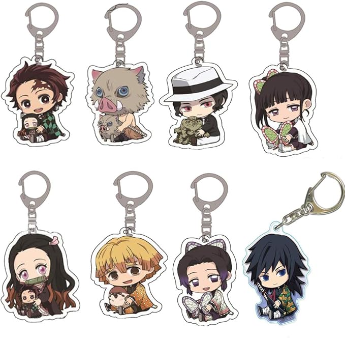 Amazon Com Tryse Demon Slayer Kimetsu No Yaiba Keychain 8 Pack Demon Slayer Keychains For Anime Demon Slayer Kimetsu No Yaiba Cosplay Key Ring Clothing