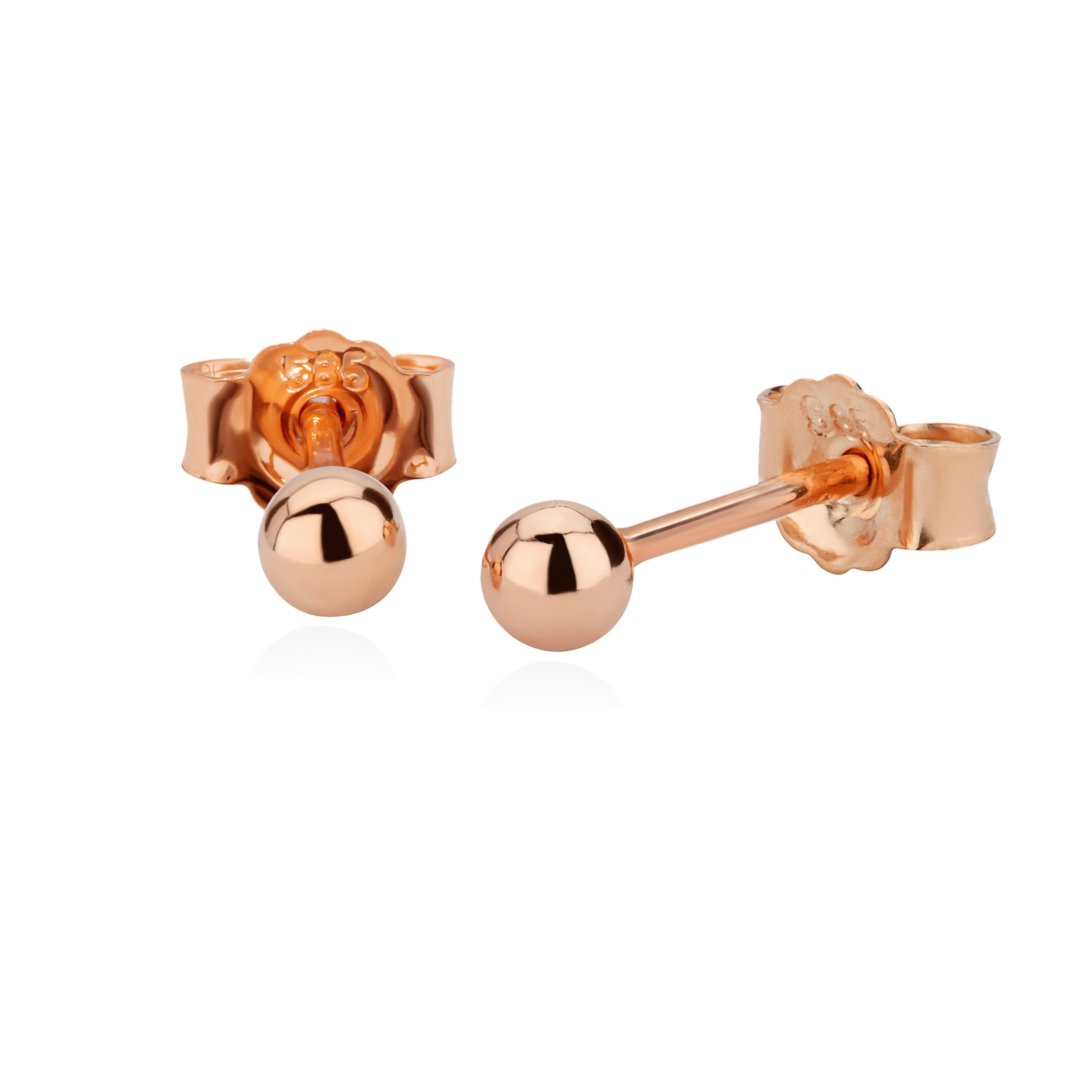 NKlaus pair of 2,5mm ball stud earrings rose gold rose gold ladies earrings 9066