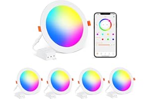 CHANGM Smart Recessed Lighting 4 Inch Color Changing 12W LED Downlight,1200 Lumen Recessed Ceiling Light Compatible with Alexa,RGB & Cool White 5000K Dimmable by Bluetooth Control -4Pack