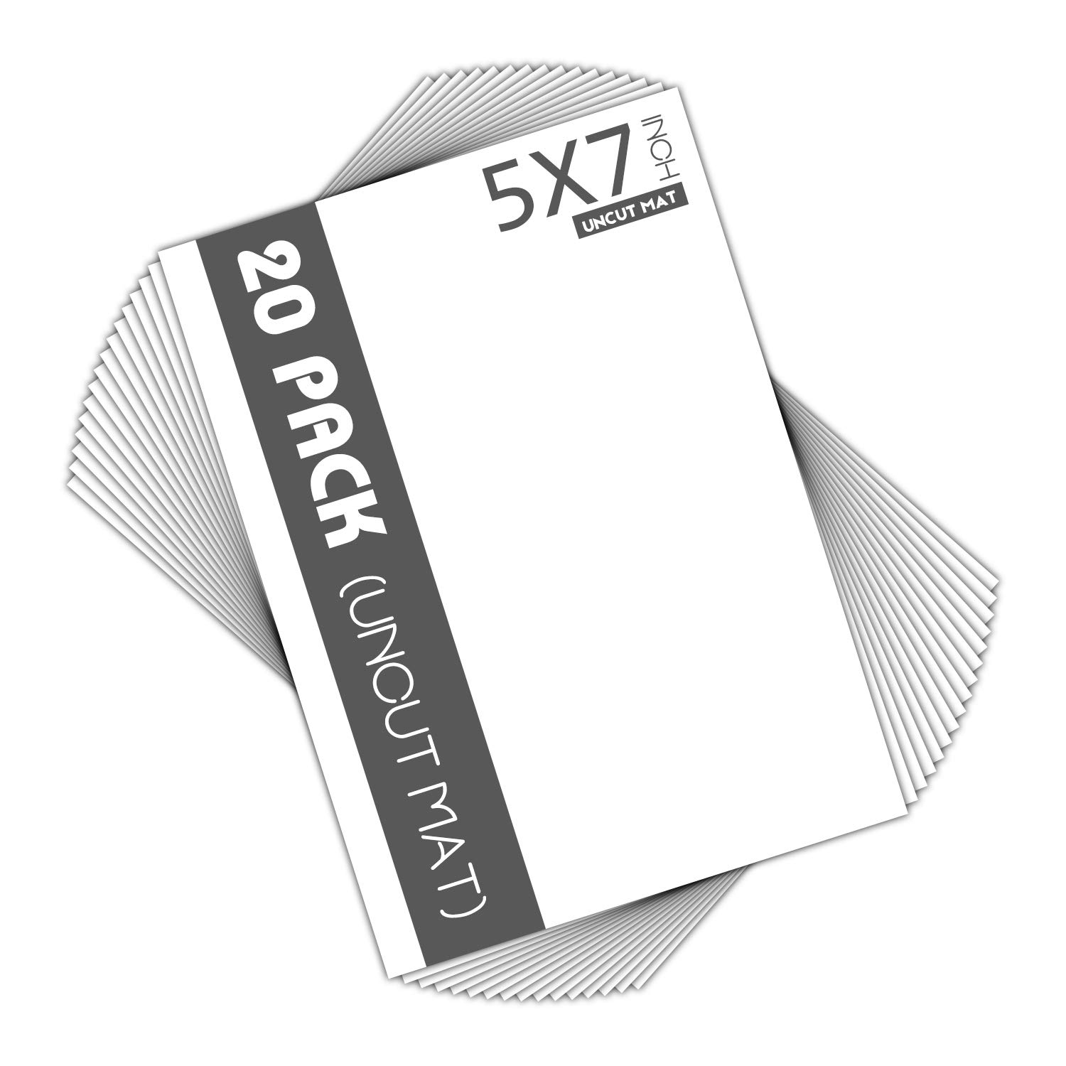 Mat Board Center, Pack of 20 5 x 7 Uncut Photo Mats, White Backing Boards - for Photos, Prints, Frames and More