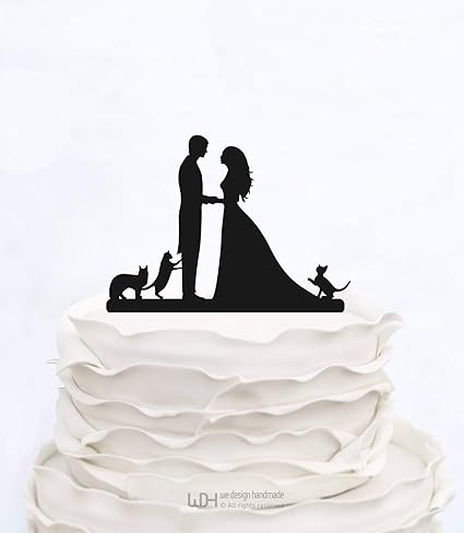 Floradesweet Topper Torta Nuziale Personalizzato Con Tre Gatti Sposi Coppia Silhouette Personalizzata Cake Topper Show Top Nuziale Amazon It Casa E Cucina
