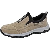 Orthopedic Shoes Men's Slip-On Lightweight Work Shoes for Outdoor Hiking Waterproof Canvas Walking Shoes with Arch Support
