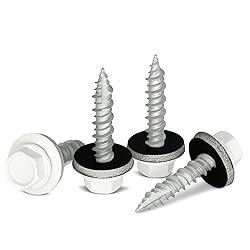 #10 x 1 Inch Metal Roofing Screws, White Hex Head