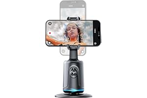 GREEN HOUSE Auto Face Tracking Phone Holder & Mount, 360°Fast Rotation, Gimbal Stabilizer for Influencer Content Creating Vlog, YouTube, TikTok, Gesture Recognization, GH-USTTA-BK