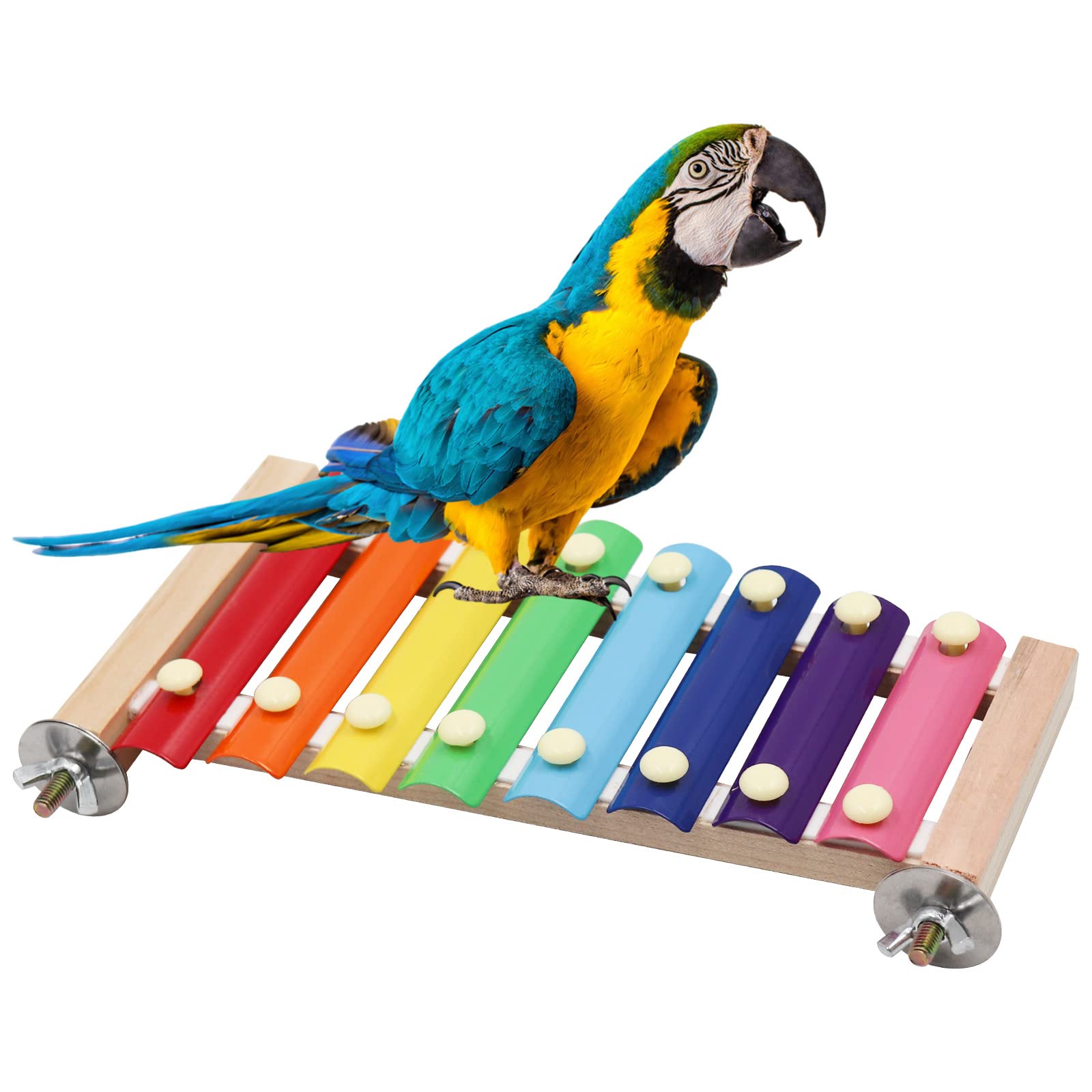 Dnoifne Colorful Bird Xylophone Toy Funny Hanging Xylophone Toy with 8 Metal Keys Accessories for Bird Cage Chicken Parrot Budgie Budgie Parakeet Love Birds