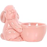 VOSAREA Ceramic Rabbit Egg Cup Egg Tray Easter Bunny Egg Stand Holder Easter Egg Display Stand for Hard Boiled Eggs Breakfast