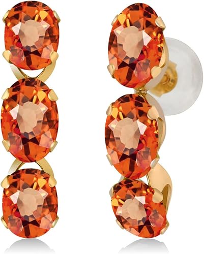 Amazon Gem Stone King 3 3カラット 天然 オレンジサファイア ピアス レディース 14金 イエローゴールド K14 ピアス 通販