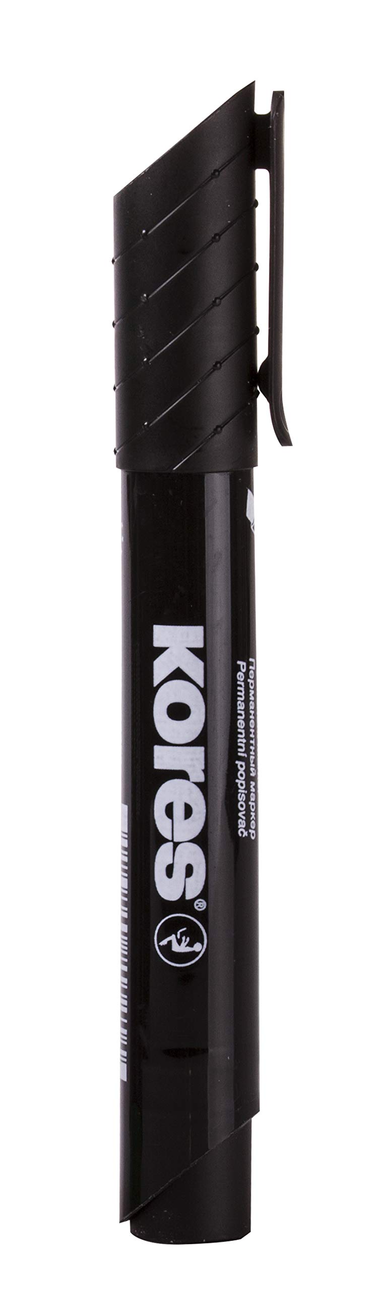 Kores - Black Permanent Marker Pens - K-Marker XP2, Chisel Tip with Low-Odour Ink - Waterproof Marker Pens for All Surfaces - Back to School Supplies, Office Supplies - Pack of 12